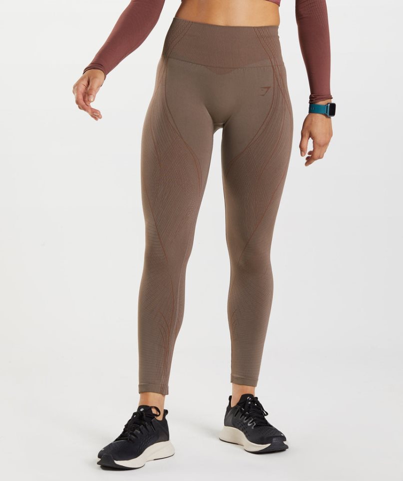 Women\'s Gymshark Apex Seamless Leggings Dark Brown | NZ 5TWUPB